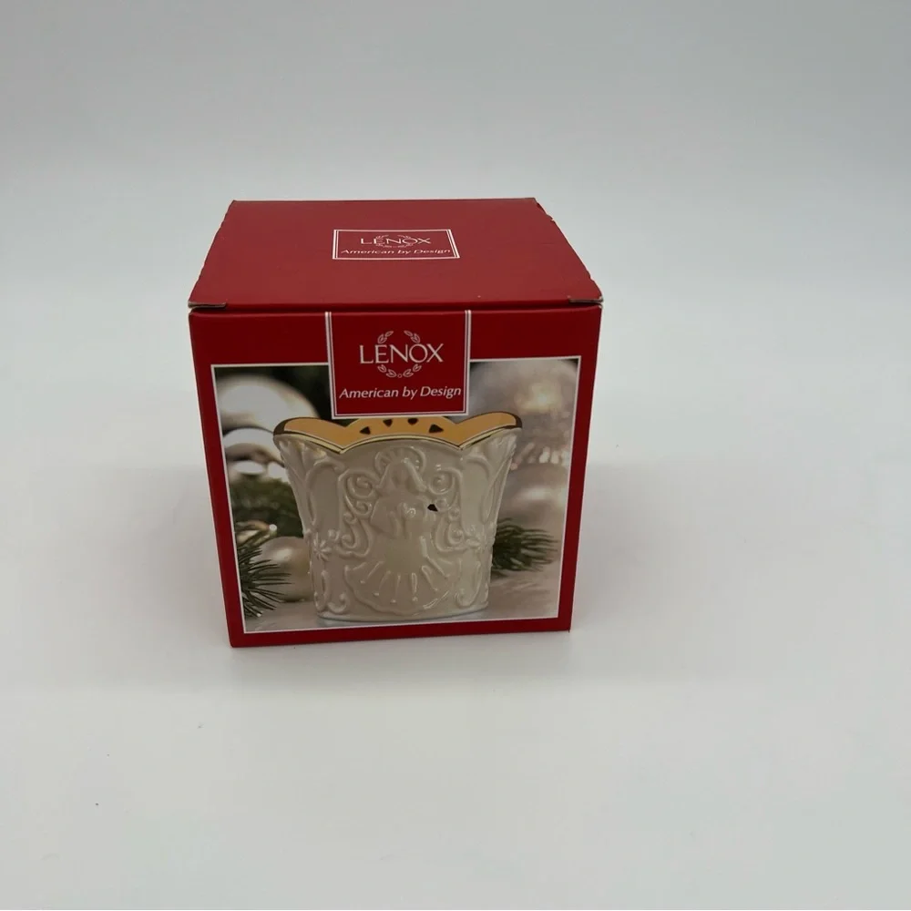 Lenox Angel Votive Candle Holder Ivory Gold Trim Christmas Decor NIB 3.5 - Picture 3 of 10
